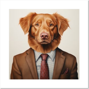 Nova Scotia Duck Tolling Retriever Dog in Suit Posters and Art